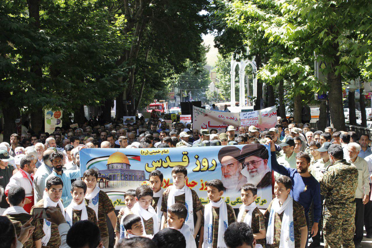 طنین‌انداز ندای «رهایی قدس شریف» از کنار پایتخت ایران/ سیلی محکم مردم شرق تهران به دشمنان اسلام