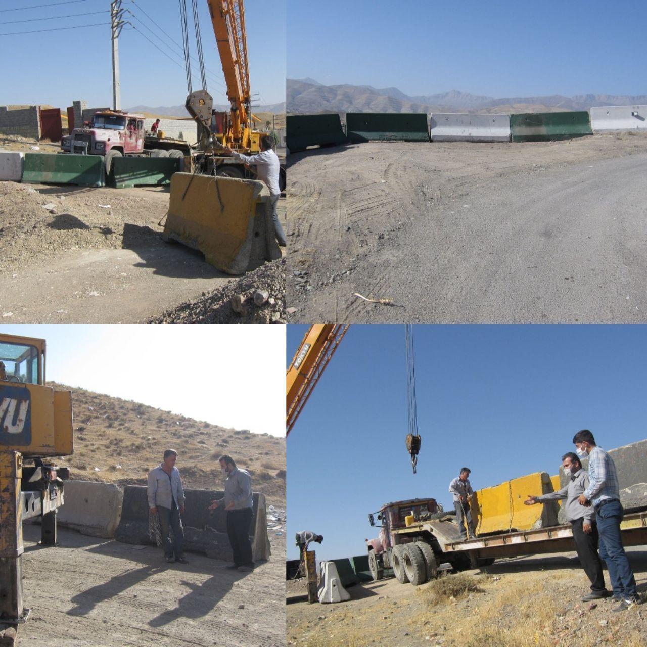 استقرار ۱۰ عدد نیوجرسی و انسداد مسیرهای انحرافی در روستای «یلقان‌دره» رودهن