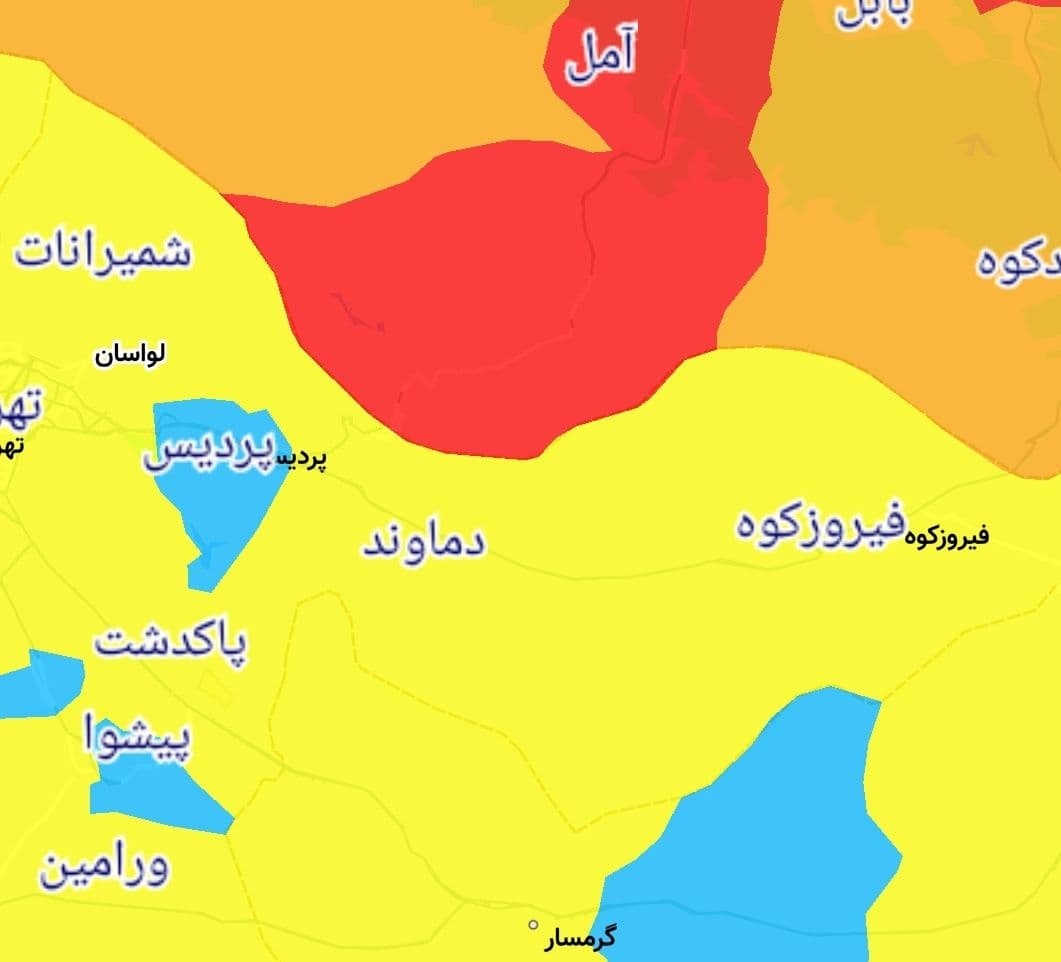 دماوند و فیروزکوه در وضعیت زرد کرونایی/ پردیس آبی شد