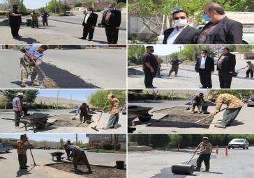 بازدید سرپرست شهرداری کیلان از اجرای عملیات لکه‌گیری آسفالت معابر اصلی شهر کیلان