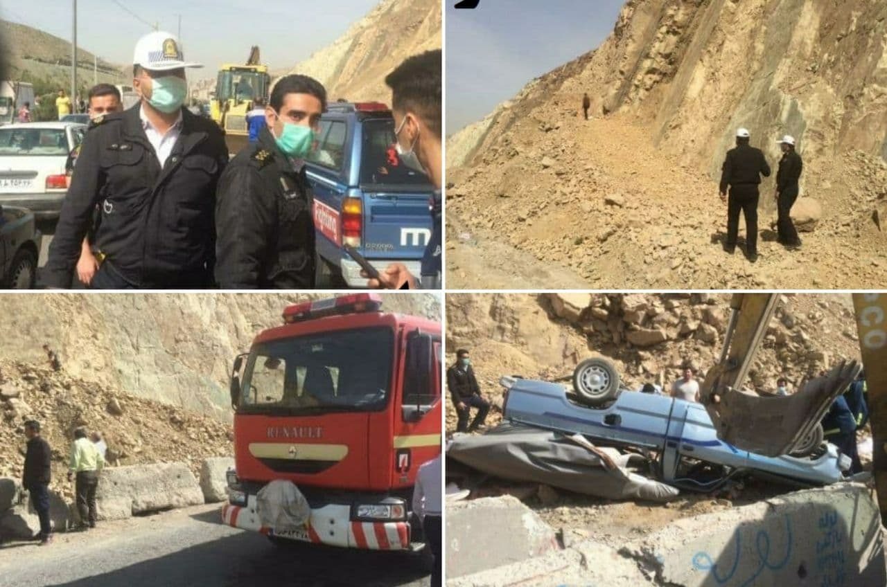 ۲ کشته و یک مصدوم در واژگونی یک خودرو در رودهن+ تصاویر