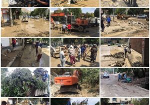 تلاش بیوقفه عوامل ستاد بحران شهرداری رودهن جهت پاکسازی معابر و انهار