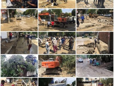 تلاش بیوقفه عوامل ستاد بحران شهرداری رودهن جهت پاکسازی معابر و انهار