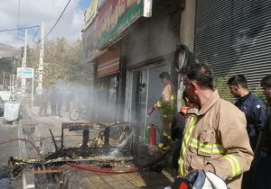 اطفای حریق یک باب مغازه در منطقه مشاء شهر دماوند+ تصاویر