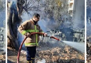 مقابله آتش‌نشانان با پسماندسوزی در شهر دماوند+ تصاویر