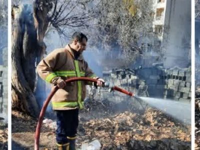 مقابله آتش‌نشانان با پسماندسوزی در شهر دماوند+ تصاویر