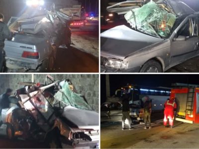 برخورد خودروی پژو ۴۰۵ با اتوبوس در محدوده امامزاده هاشم ۲ مصدوم برجای گذاشت+ تصاویر