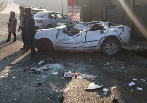 یک کشته و سه مصدوم در برخورد ۳ خودرو در منطقه گیلاوند