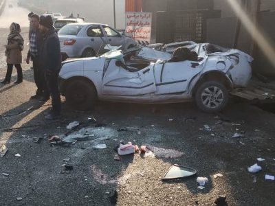 یک کشته و سه مصدوم در برخورد ۳ خودرو در منطقه گیلاوند