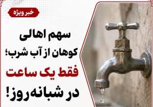 سهم اهالی کوهان از آب شرب؛ فقط یک ساعت در شبانهروز!